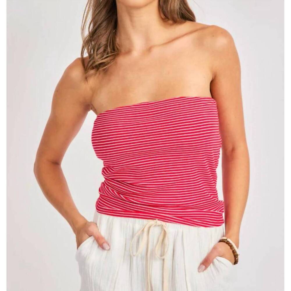 NEW SAGE & CLARE jukebox striped tube top in red